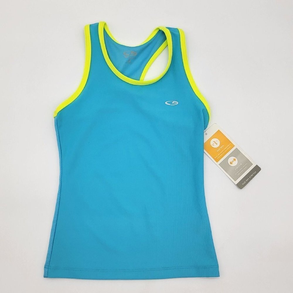 Champion Youth Athletic Tank Top Girls Size Small Sleeveless Blue Yellow